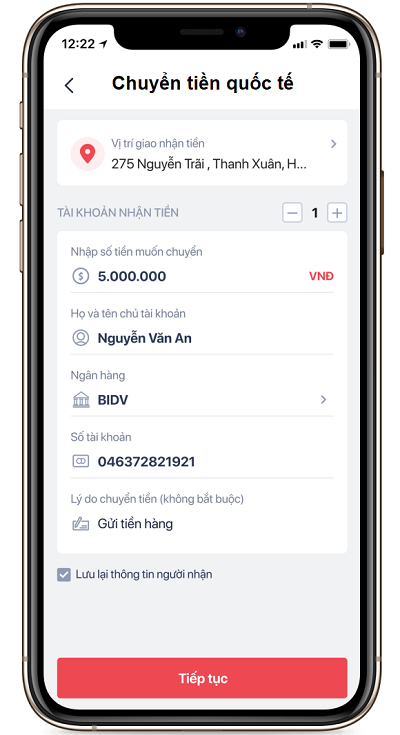 Chuyển tiền bằng APP