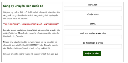 Điền thông tin đểcách gửi tiền từ Việt Nam sang Philippines nhanh